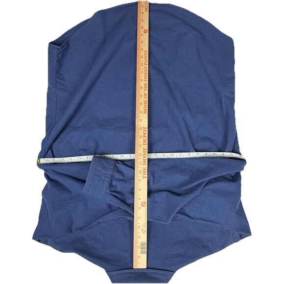 Vintage Lands End Heavy Fleece Flannel Shirt L Navy Fall ‘98 90s Workwear USA - Picture 6 of 6